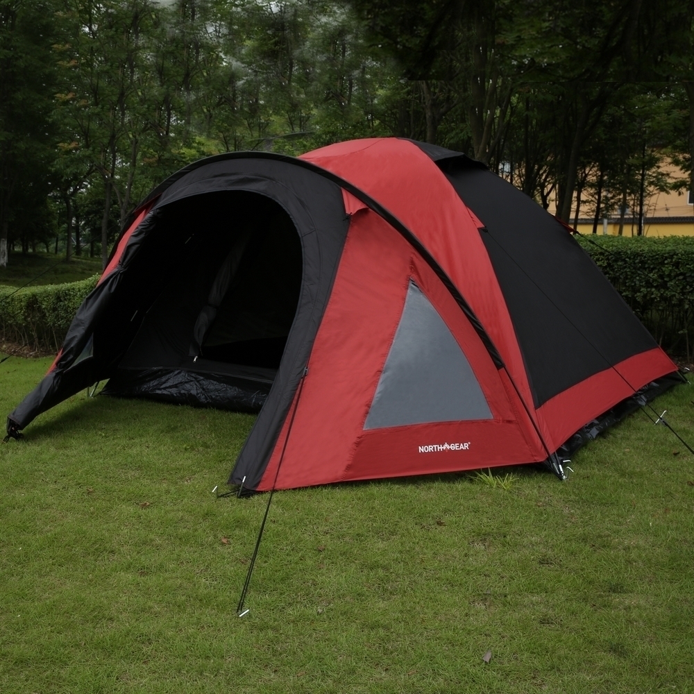 North Gear Camping 4 Man Blackout Waterproof Tent, Red eBay