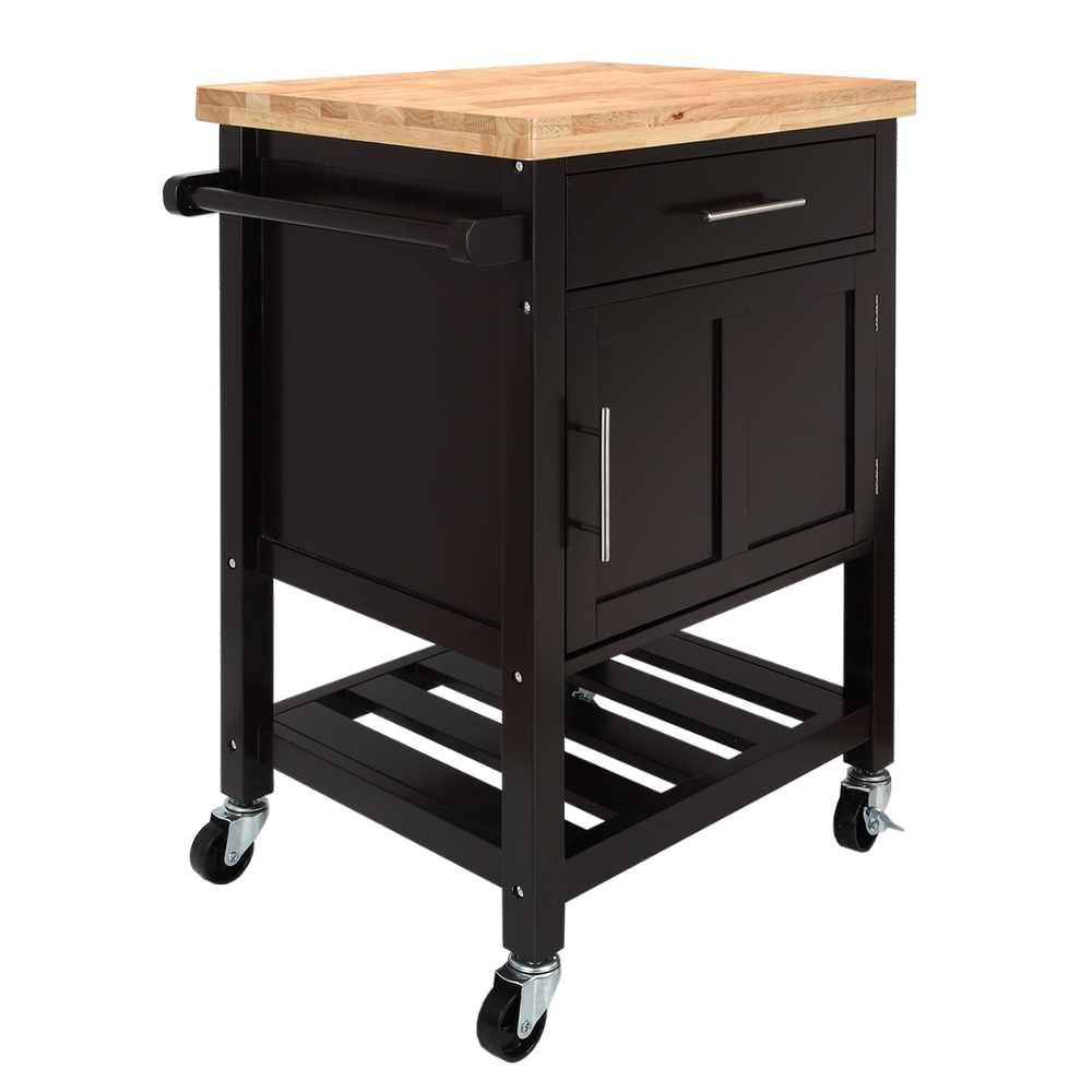 Homegear Kitchen Cart Butchers Block With Shelf And Cabinet On