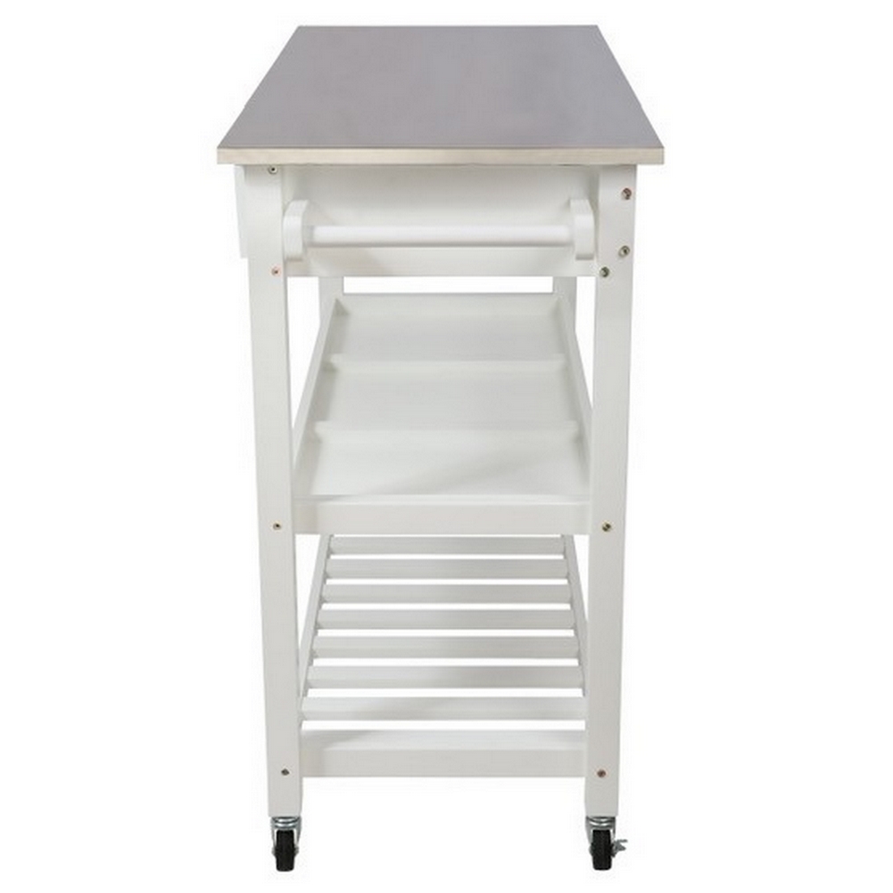 Homegear Open Storage Kitchen Cart with Shelves Stainless Steel Top